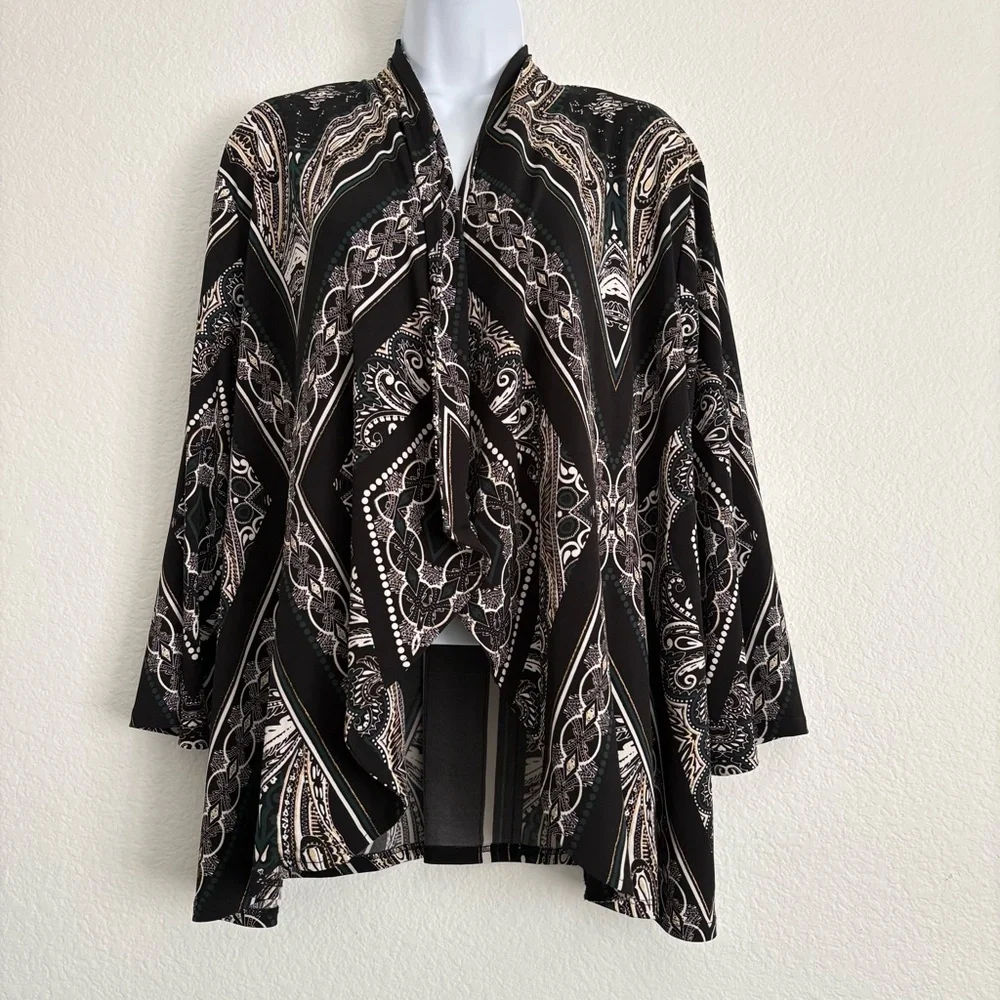 Chicos Travelers Collection Open Front Cardigan Slinky Sz 3 XL 16